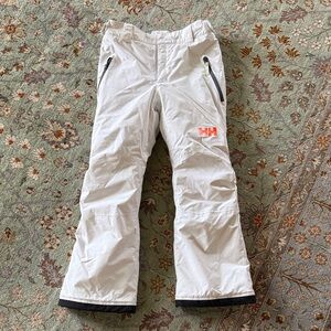Helly Hansen Kids White Snow Pants with Orange HH Logo